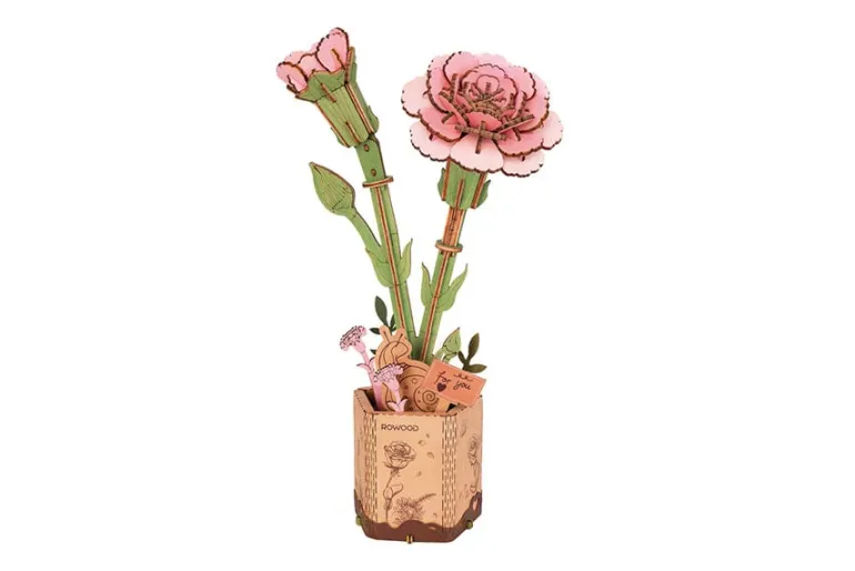 Robotime Rowood Wooden Bloom Craft – Pink Carnation