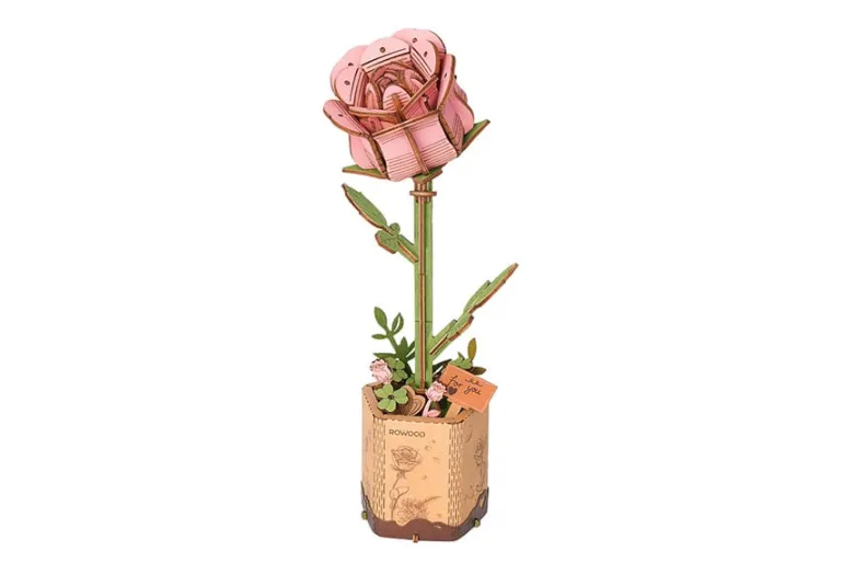 Robotime Rowood Wooden Bloom Craft – Pink Rose