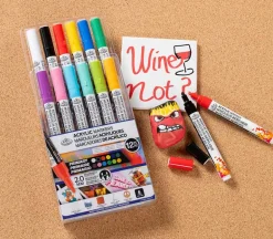 Royal Acrylic Marker Set – 2mm Reversible Tip, 12-Piece Primary Colors
