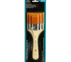 Royal Brush Gold Taklon Flat Brush Set – 3 Piece