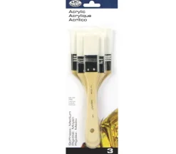 Royal Brush Large Area White Taklon Flat Brush Set – 3 Piece