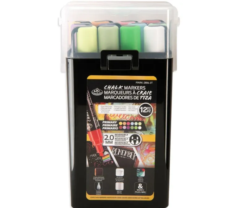 Royal Chalk Marker Set – 2mm Tip, 12-Piece Primary Colors