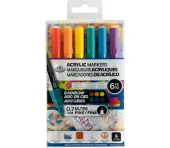 Royal .7mm Reversible Tip Acrylic Marker Set – 6 Piece – Rainbow