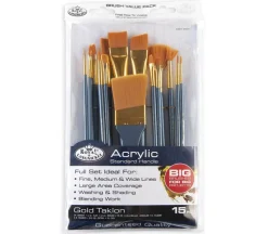 Royal Start In Acrylic Brush Set – Gold Taklon – 15 Piece