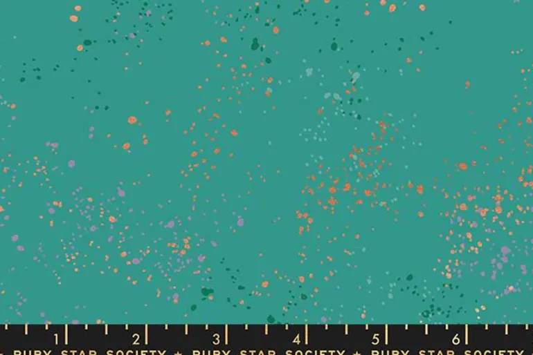 Ruby Star Speckled Metallic Shell Gold Fabric