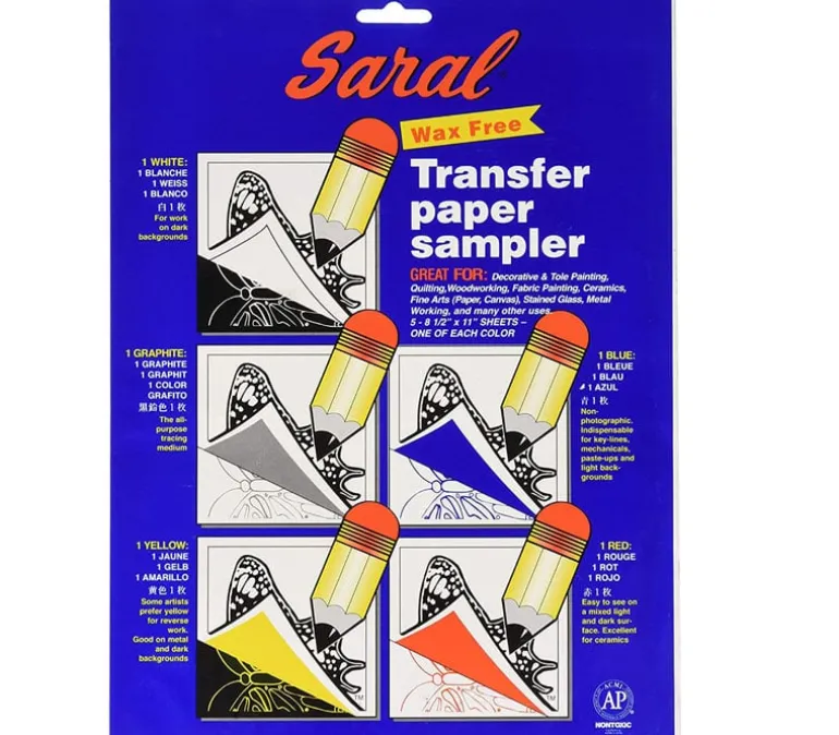 Saral Wax Free Transfer Paper – 8-1/2-inch x 11-inch – 5 Piece Color Sampler