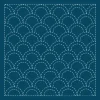 Sashiko Sampler Traditional Design Tessen on Navy
