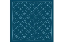 Sashiko Sampler Traditional Design Tessen on Navy