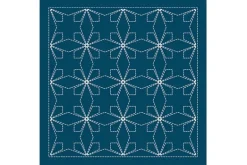 Sashiko Sampler Traditional Design Asa-no-ha on Navy