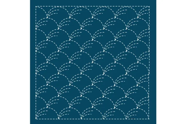Sashiko Sampler Traditional Design Nowaki on Navy
