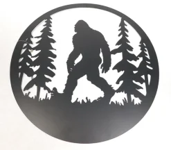 Sasquatch Walking in the Forest Metal Wall Art