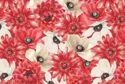 Scarlet Dreams Floral Packed Floral in Red, Gray and White