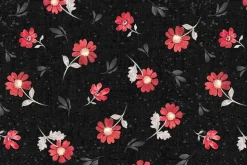 Scarlet Dreams Floral Packed Floral in Red, Gray and White