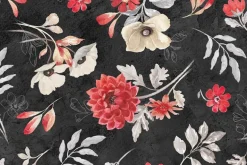 Scarlet Dreams Floral Packed Floral in Red, Gray and White