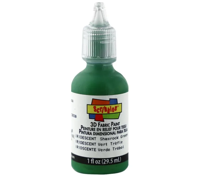 Scribbles 3-D Fabric Paint – 1-ounce – Iridescent Shamrock Green