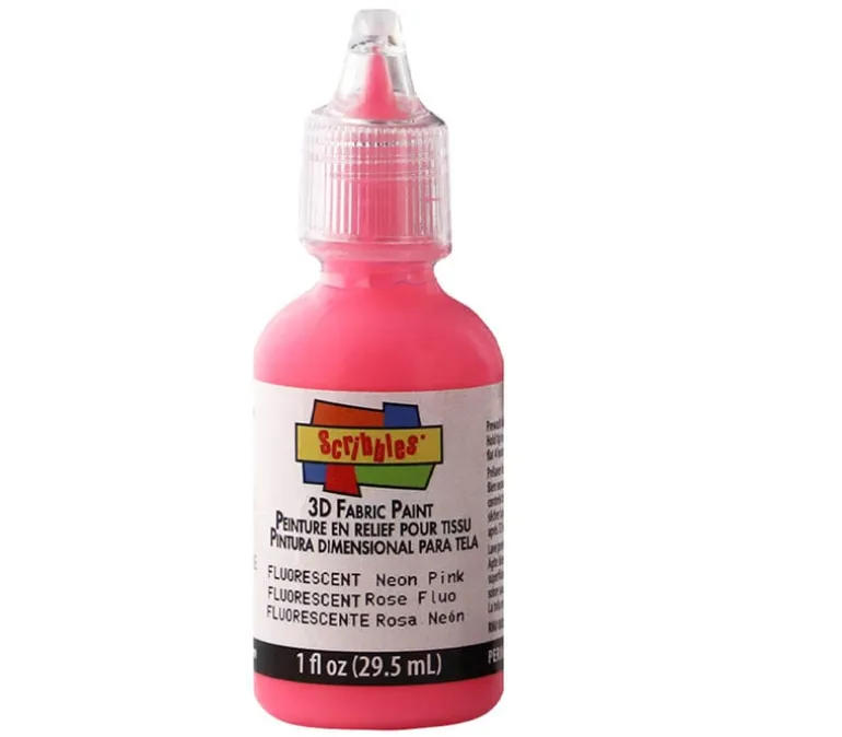 Scribbles 3-D Fabric Paint – 1-ounce – Fluorescent Neon Pink