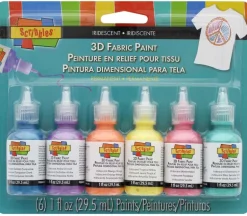 Scribbles 3D Fabric Paint Set – Iridescnt – 6 Piece