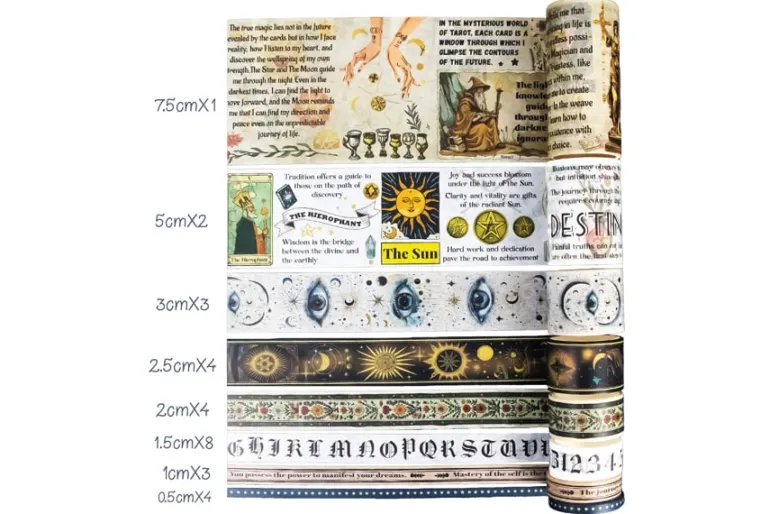 Shimelle Washi Tape – 8pc – Main Character Energy Gold Glitter
