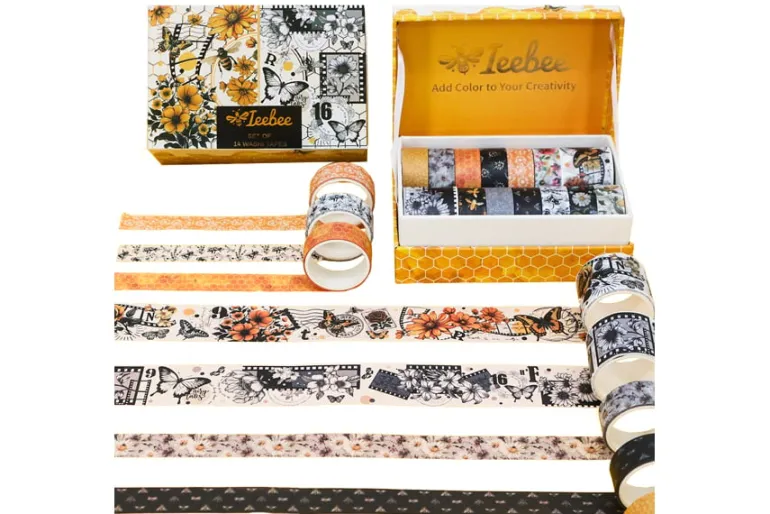 Shimelle Washi Tape – 8pc – Main Character Energy Gold Glitter