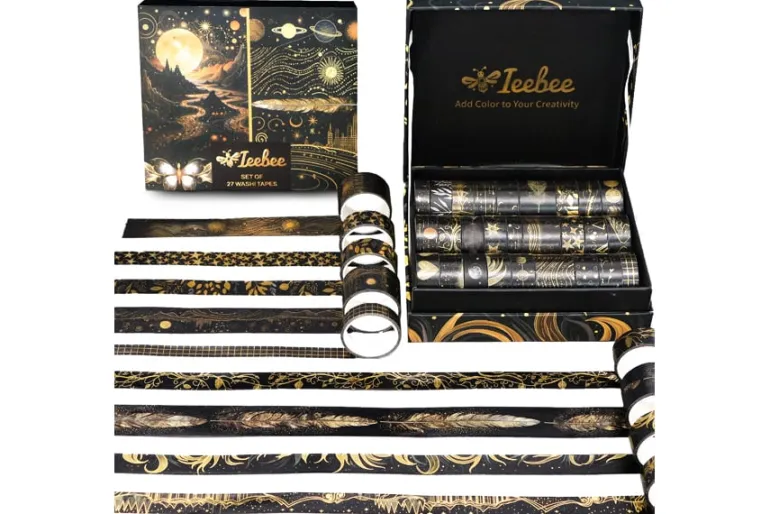 Shimelle Washi Tape – 8pc – Main Character Energy Gold Glitter
