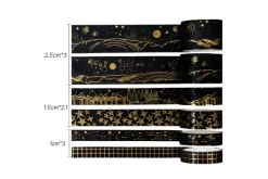 Shimelle Washi Tape – 8pc – Main Character Energy Gold Glitter