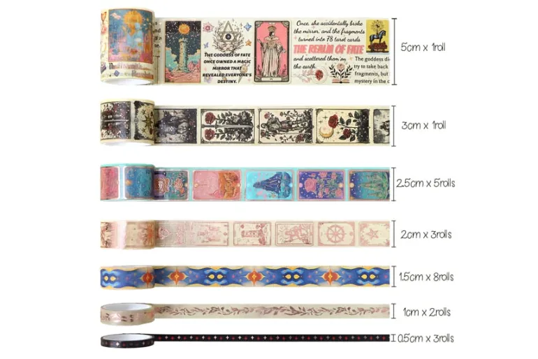 Shimelle Washi Tape – 8pc – Main Character Energy Gold Glitter