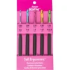 Silvalume Soft Ergonomic Crochet Hook Set of 5: Sizes G6/4mm to K10.5/6.5mm. #12696