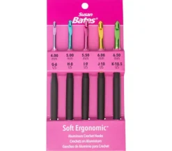 Silvalume Soft Ergonomic Crochet Hook Set of 5: Sizes G6/4mm to K10.5/6.5mm. #12696
