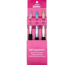 Silvalume Soft Ergonomic Crochet Hook Set of 3: L11/8mm, M13/9mm, N15/10mm. #12695
