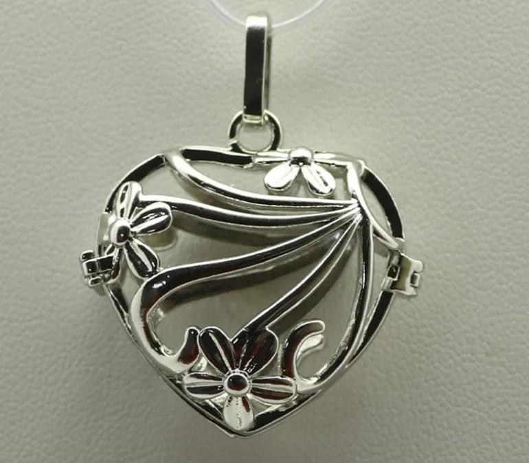 Silver Filigree Heart Cage Pendant – Silver Plated