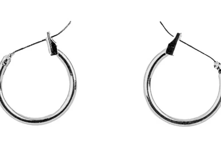 Silver Rectangular Huggie Hoop Earrings, 15×19.5mm, 4 Pieces