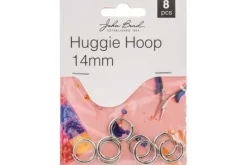 Silver Rectangular Huggie Hoop Earrings, 15×19.5mm, 4 Pieces
