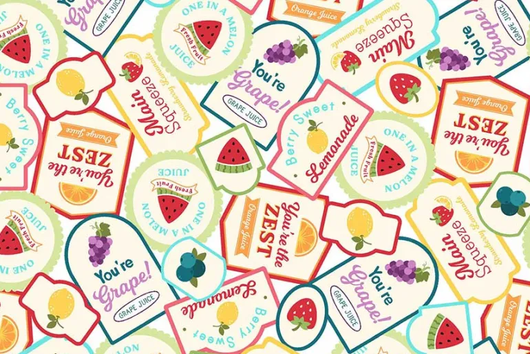 Sippin’ on Sunshine Soda Labels Toss on White