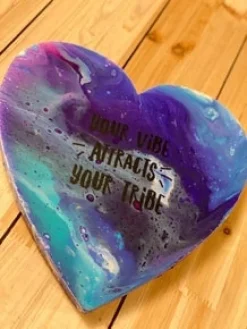 Slat Plaque Board Heart Shape With Jute Hanger