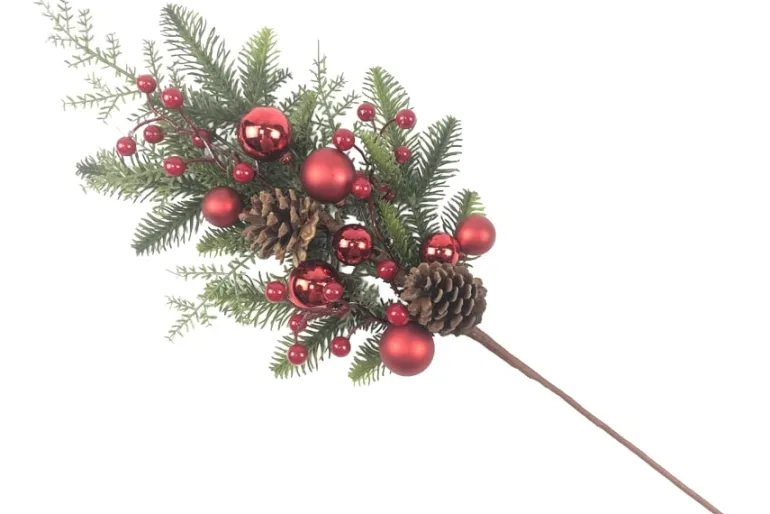 28″ Snowy Red Berry Spray