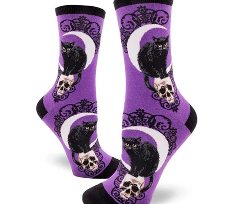 Socks – Black Cat Moon – Womens