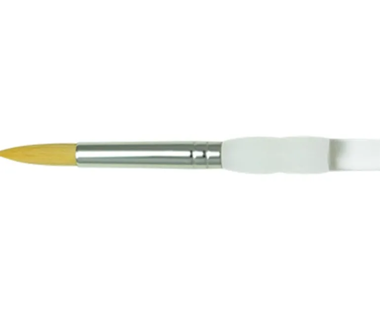 Soft-Grip Golden Taklon Hair Short Handle Brush – Filbert, Round, Script Liners, Shaders, Wash and Stokes (view sizes)