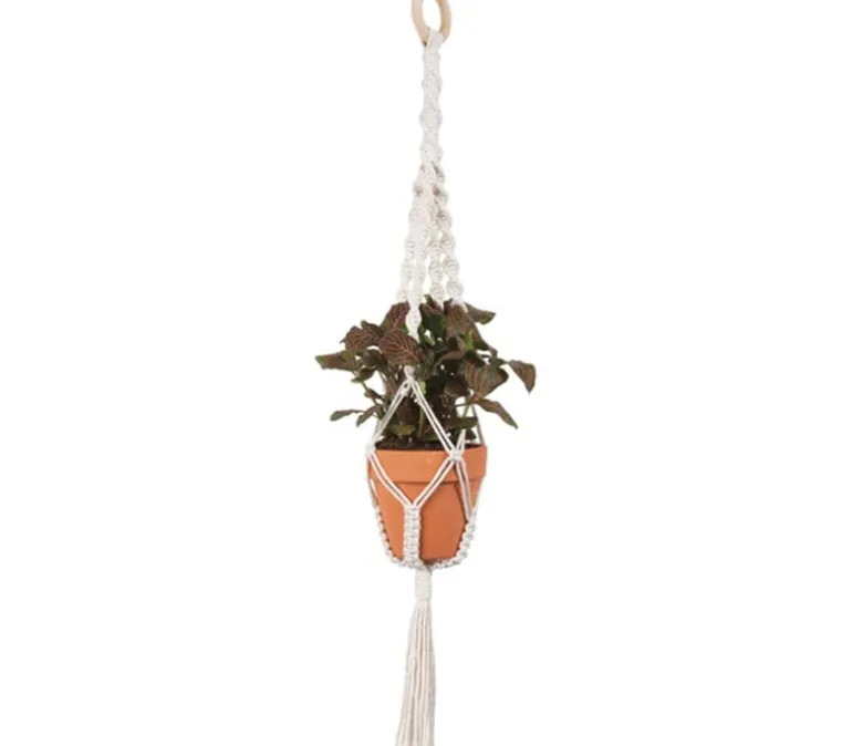 Solid Oak 4 Twists Macrame Plant Hanger Kit, #MWH022