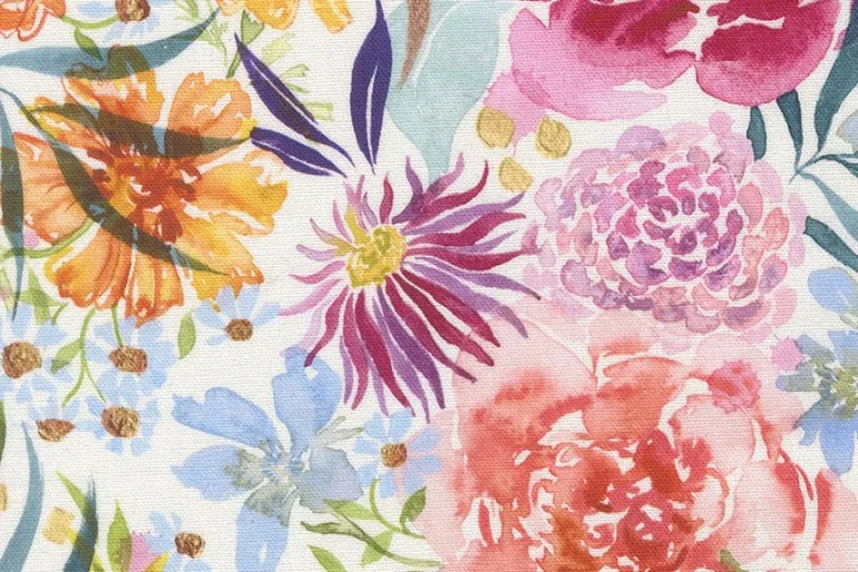 Soulstice Midsummer Blooms on Cream Cotton Canvas