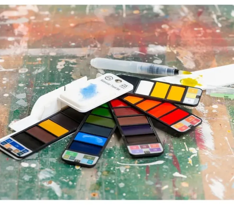 SPC Professional Half-Pan Watercolor Set – 12 Piece Artist Kit