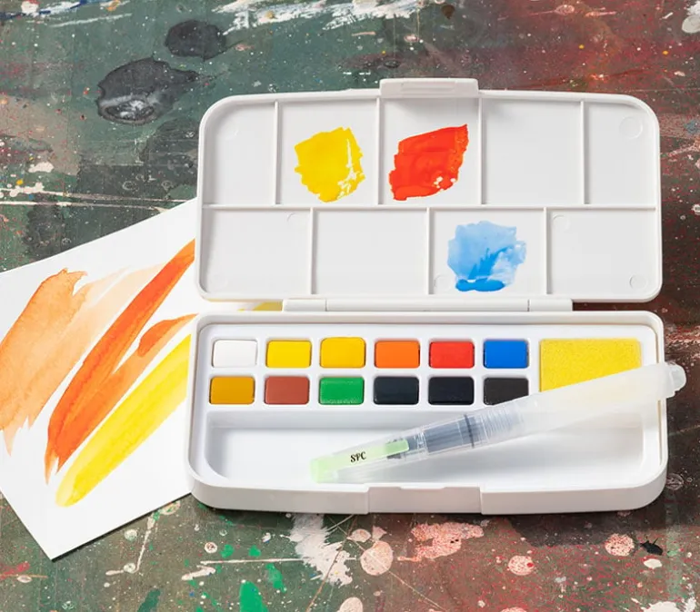 SPC Professional Half-Pan Watercolor Set – 12 Piece Artist Kit