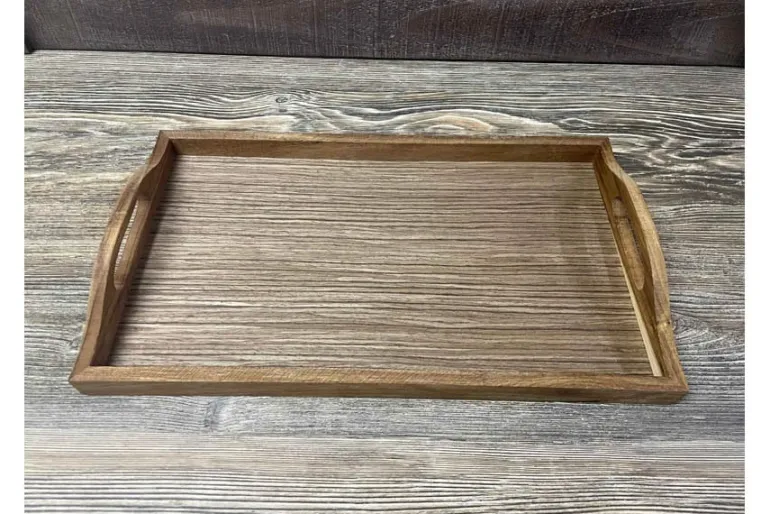 SPC Rectangle Wooden Tray with Handles – 15-inch