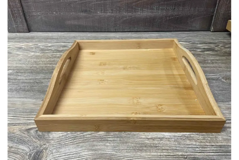 SPC Rectangle Wooden Tray with Handles – 15-inch