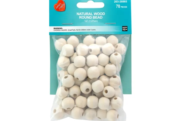 Split Ball Wood Beads – 1″ – 14pc. – Natural