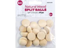 Split Ball Wood Beads – 30pc. – Natural