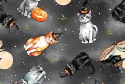 Spooky Tails Cats tossed on Orange