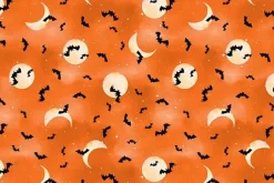 Spooky Tails Scenic Cats, Pumpkins and Houses on Orange