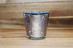 Square Mercury-Style Glass Candle Holder – Silver