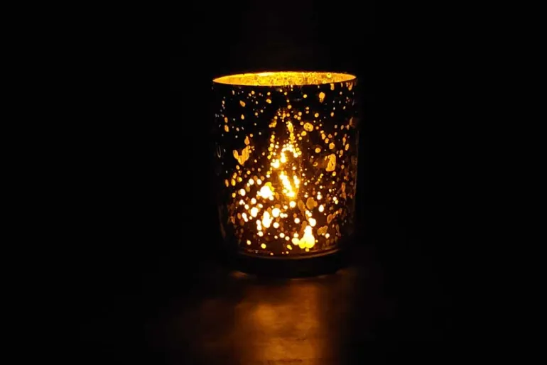 Square Mercury-Style Glass Candle Holder – Rose Gold