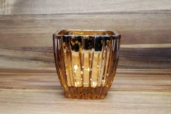 Square Mercury-Style Glass Candle Holder – Rose Gold